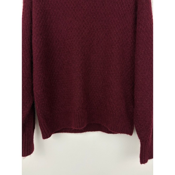 Everlane Alpaca Crew Sweater Size M Oxblood Sheer Diamond Stitch Lightweight - Picture 5 of 12